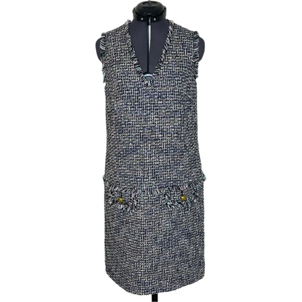 J. Crew Sheath Fringe Tweed Dress